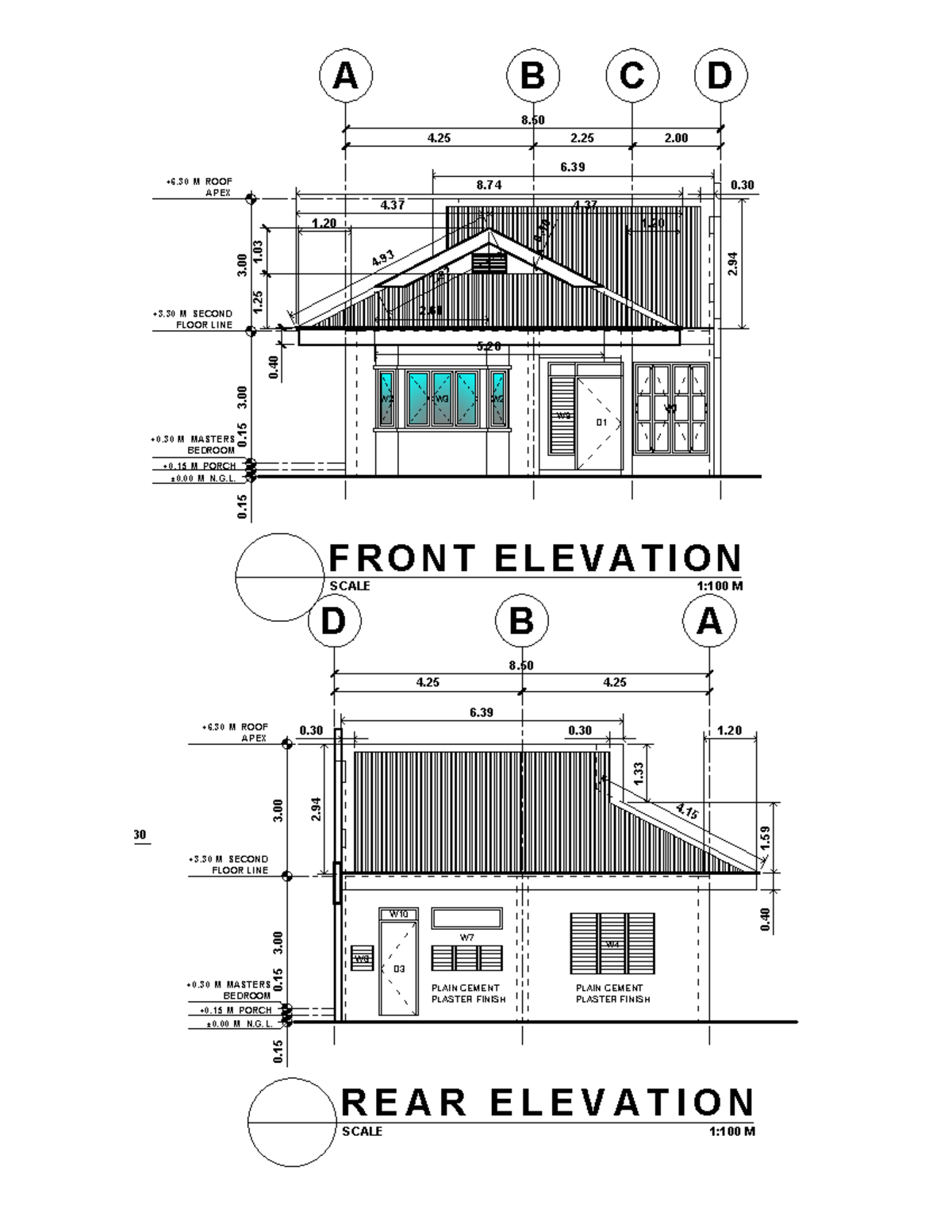ELEV 1 - Front and Rear Elevation Drawings at Scale 1:100 M - Studocu