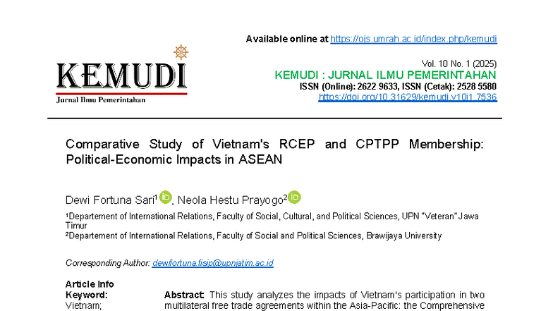 Comparative Analysis of RCEP and CPTPP Membership Impacts in ASEAN ...