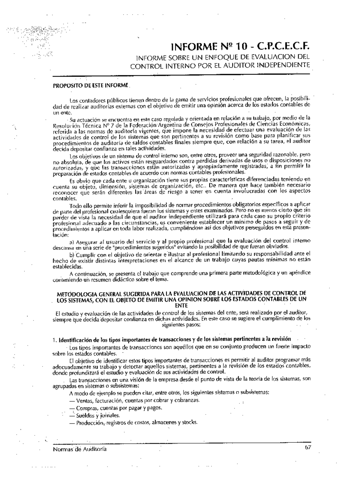 Inf 10 Ctrl Int - Informe sobre Evaluación del Control Interno - Studocu