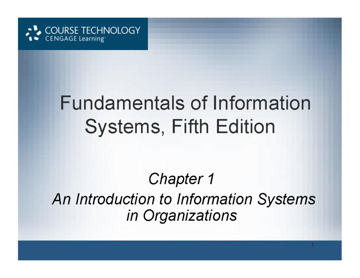 IS101 - Week 1 - Intro to Information Systems in Organizations - Studocu