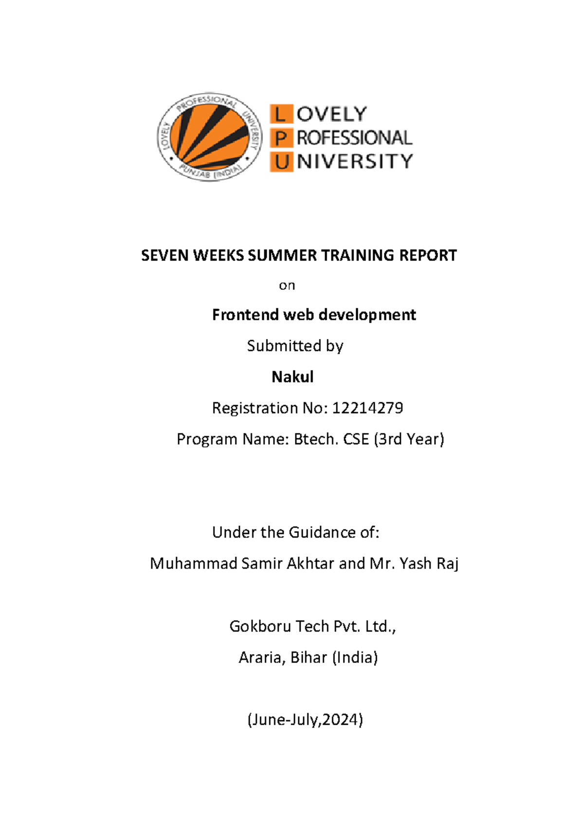Seven Weeks Summer Training Report Frontend WEB Development - SEVEN ...