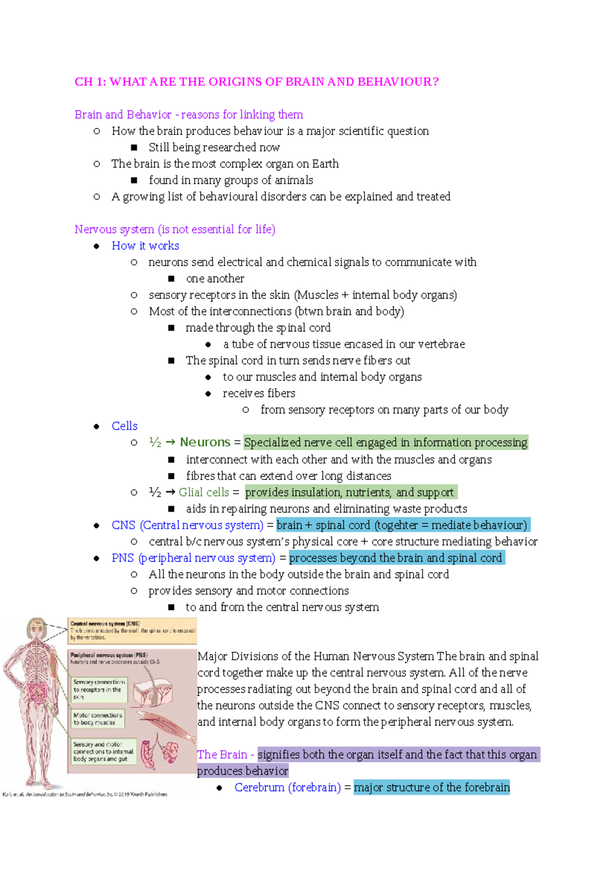 Psych 2240 chapter 1: Origins of brain and behaviour explained - Studocu