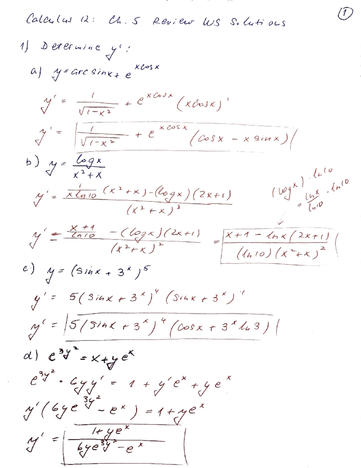 Ch V Review WS Solutions - 1 Calculus 12: Ch. 5 Review WS Solutious 1 ...