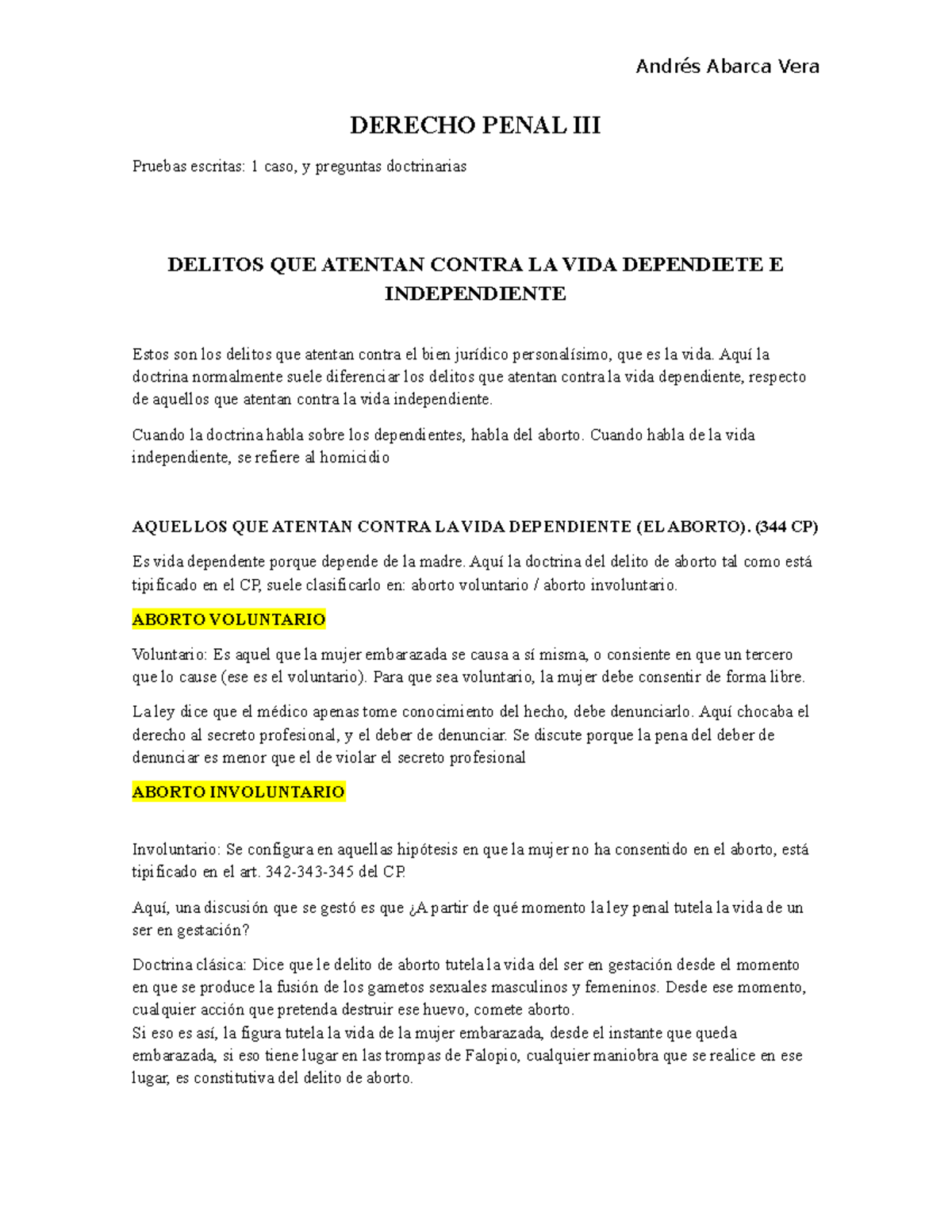 DERECHO PENAL III - Delitos Contra la Vida y la Integridad Corporal ...