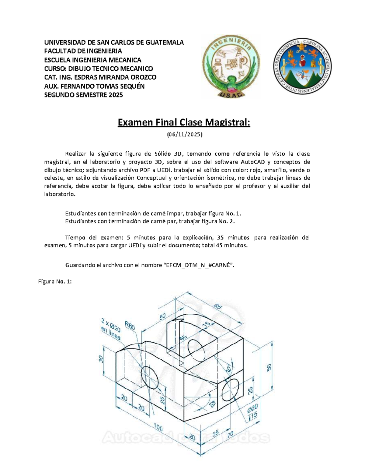 EFCM DTM N - Examen Final de Dibujo Técnico Mecánico 2025 - Studocu