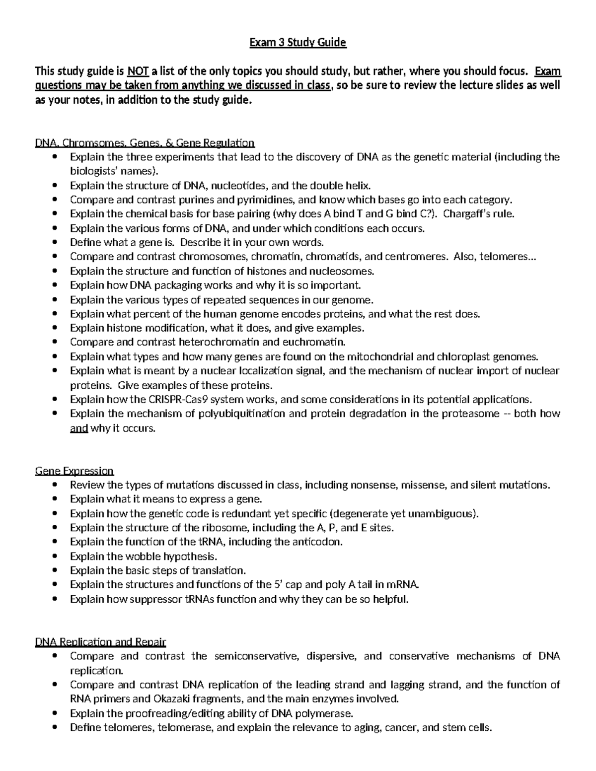 BIO101 Exam 3 Study Guide: Key Concepts & Focus Areas - Studocu