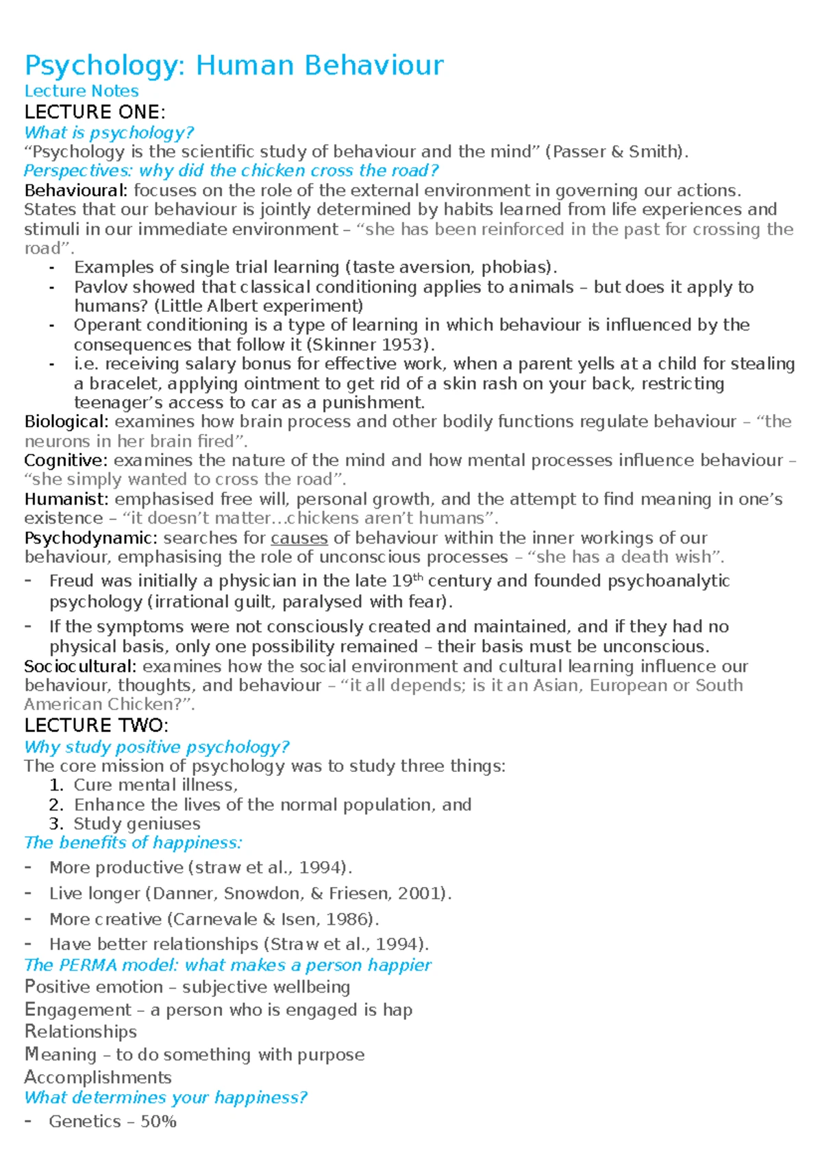 Human behaviour study notes - Module 1 Habituation: Not responding to ...