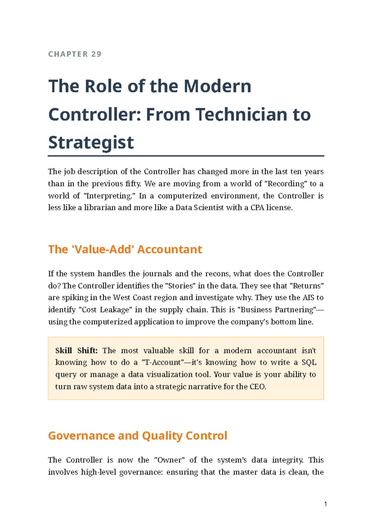 CH29: The Evolving Role of the Modern Controller in Strategy - Studocu