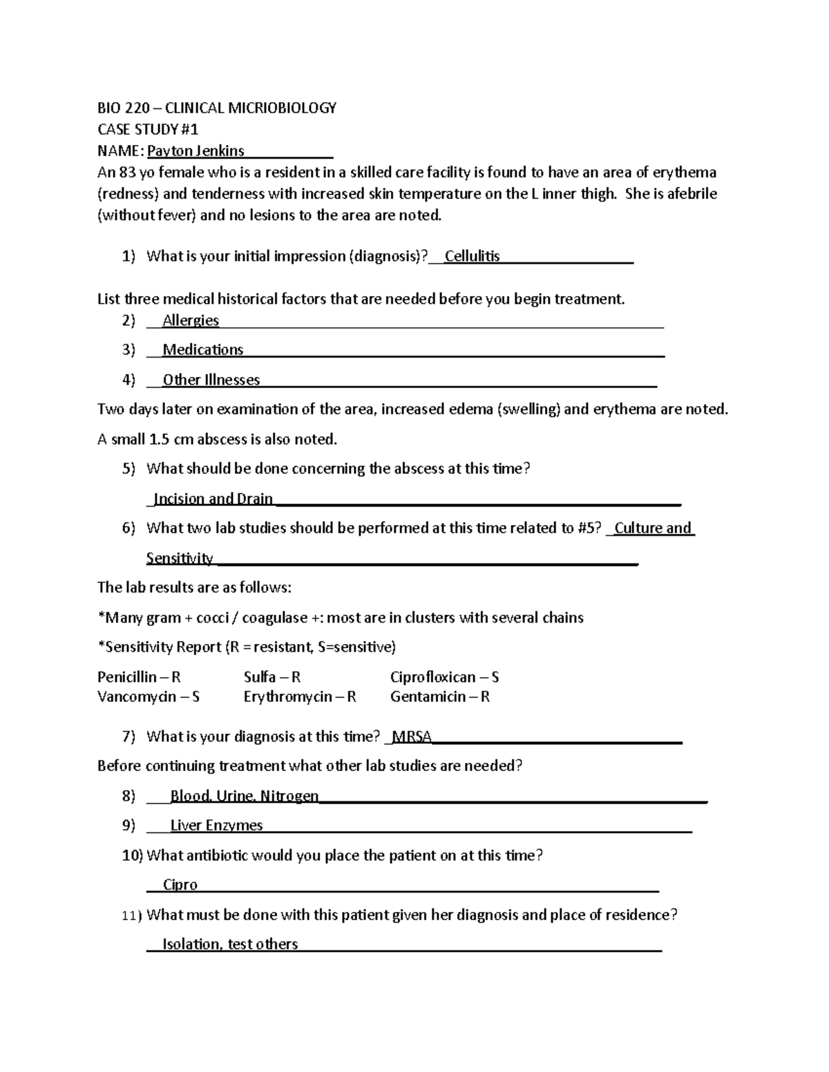Case Study 1: Clinical Microbiology Lab Handout - BIO 220 - Studocu