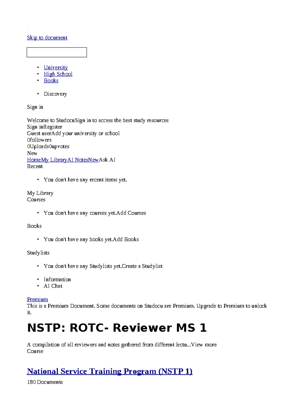 Nstp rotc reviewer ms 1 - Review - Object 1 Skip to document ...
