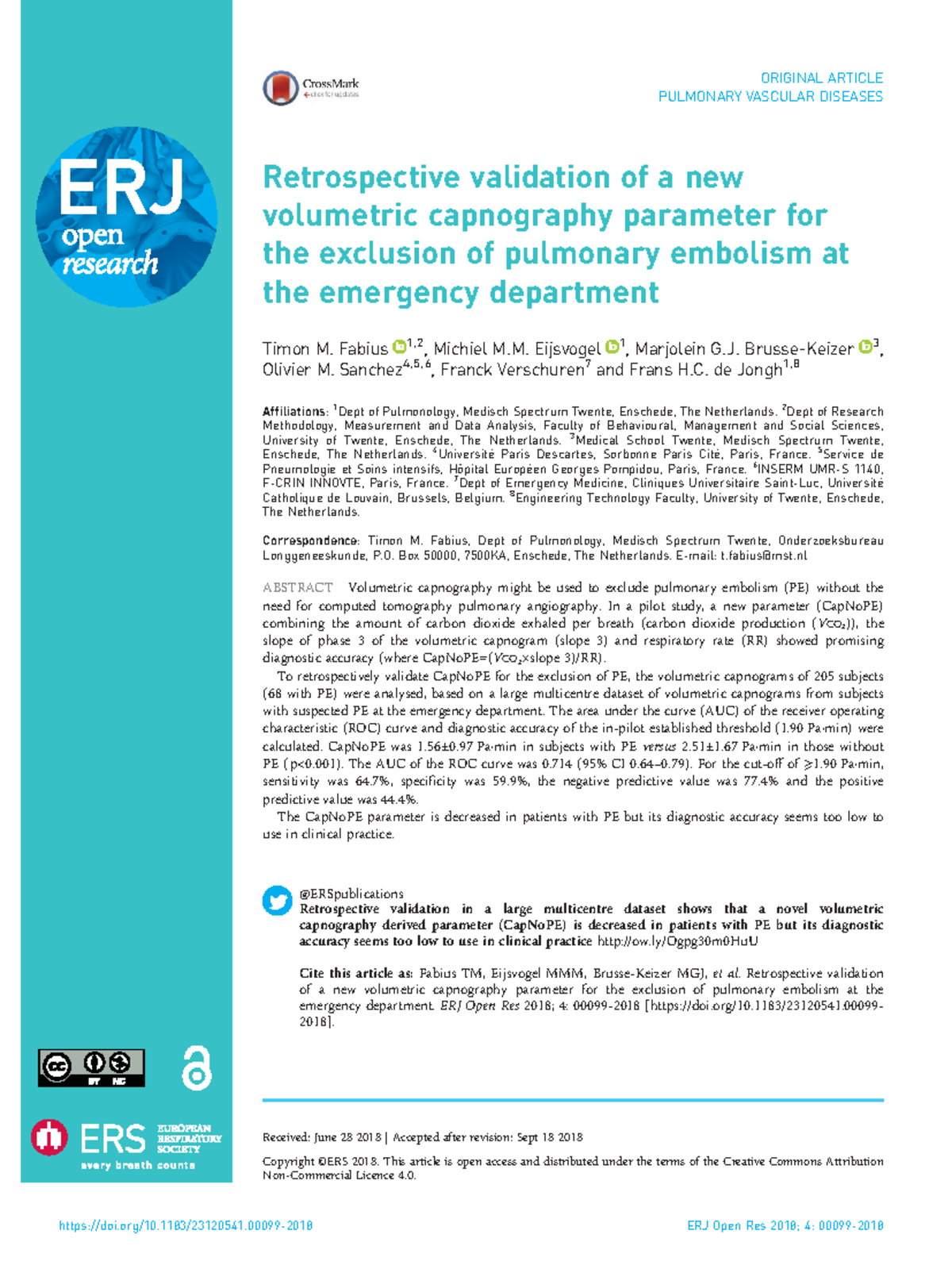 Retrospective Validation of CapNoPE in Volumetric Capnography for PE ...