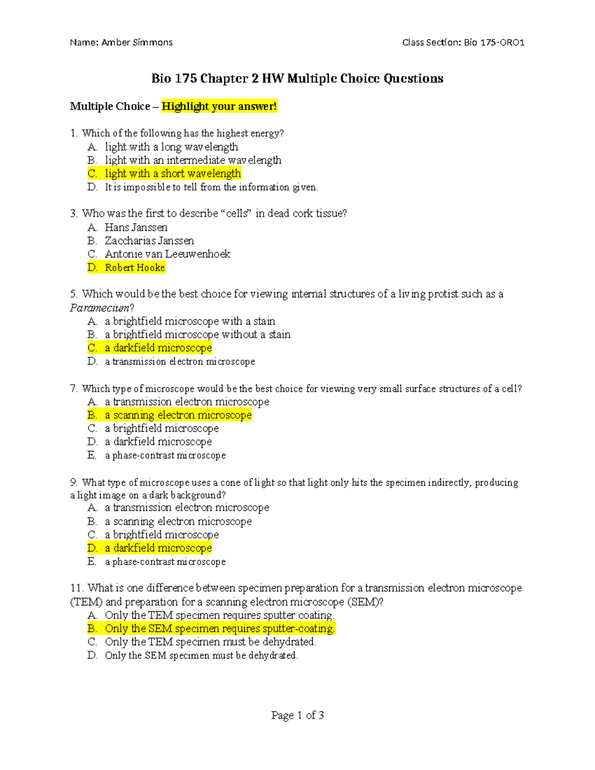 nursingnursenurse - Name: Amber Simmons Class Section: Bio 175-ORO Bio ...