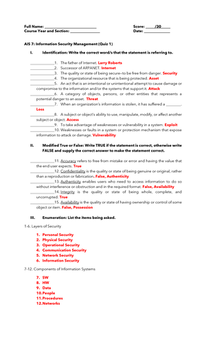 AIS 7 MID TERM EXAM Reviewer - CHAPTER 1 - INTRODUCTION TO INFORMATION ...