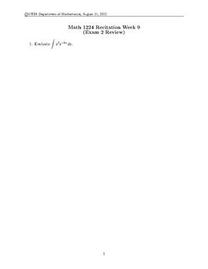 Math 1223 Exam 3 formula sheet on sequences and series tests - Studocu