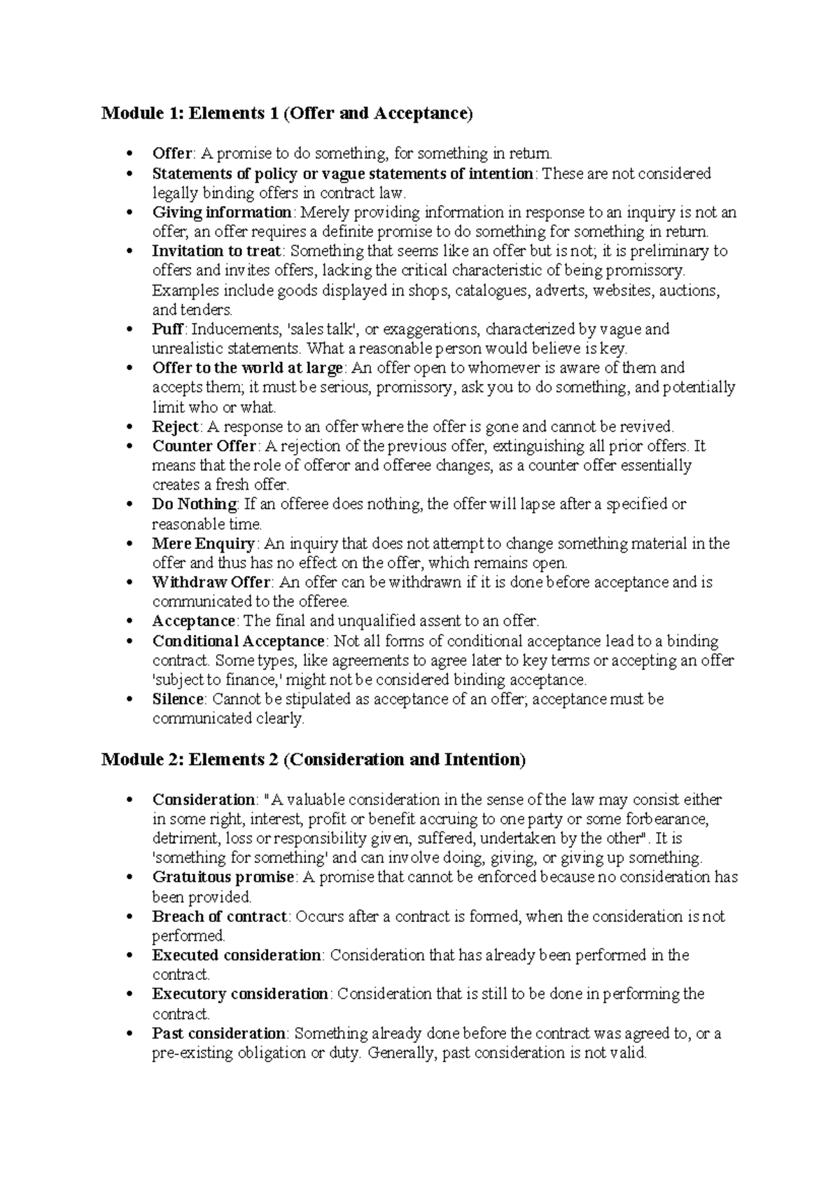 Definitions of Legal Terms: Modules 1-5 Overview - Studocu