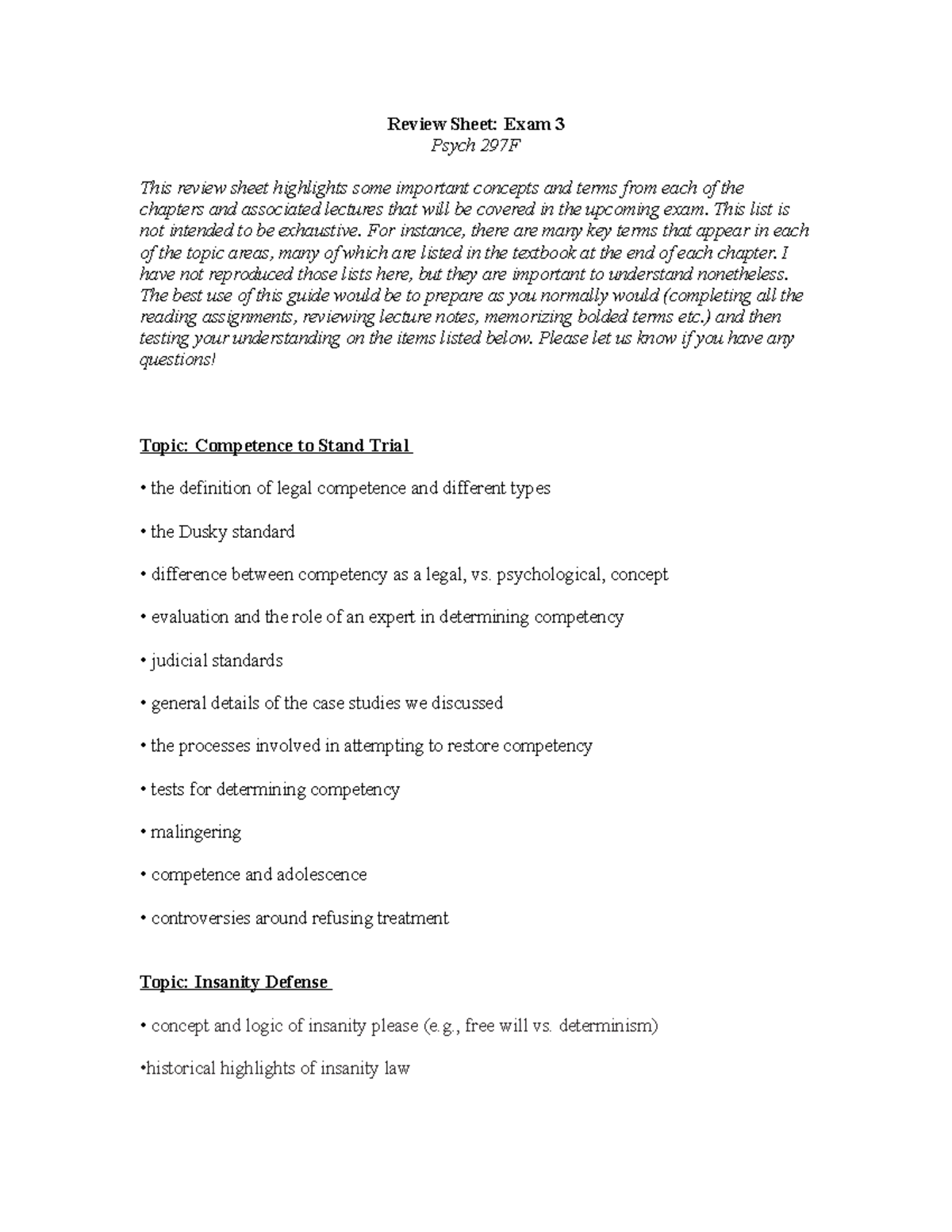 Psych 297F Exam 3 Review: Key Concepts & Case Studies - Studocu