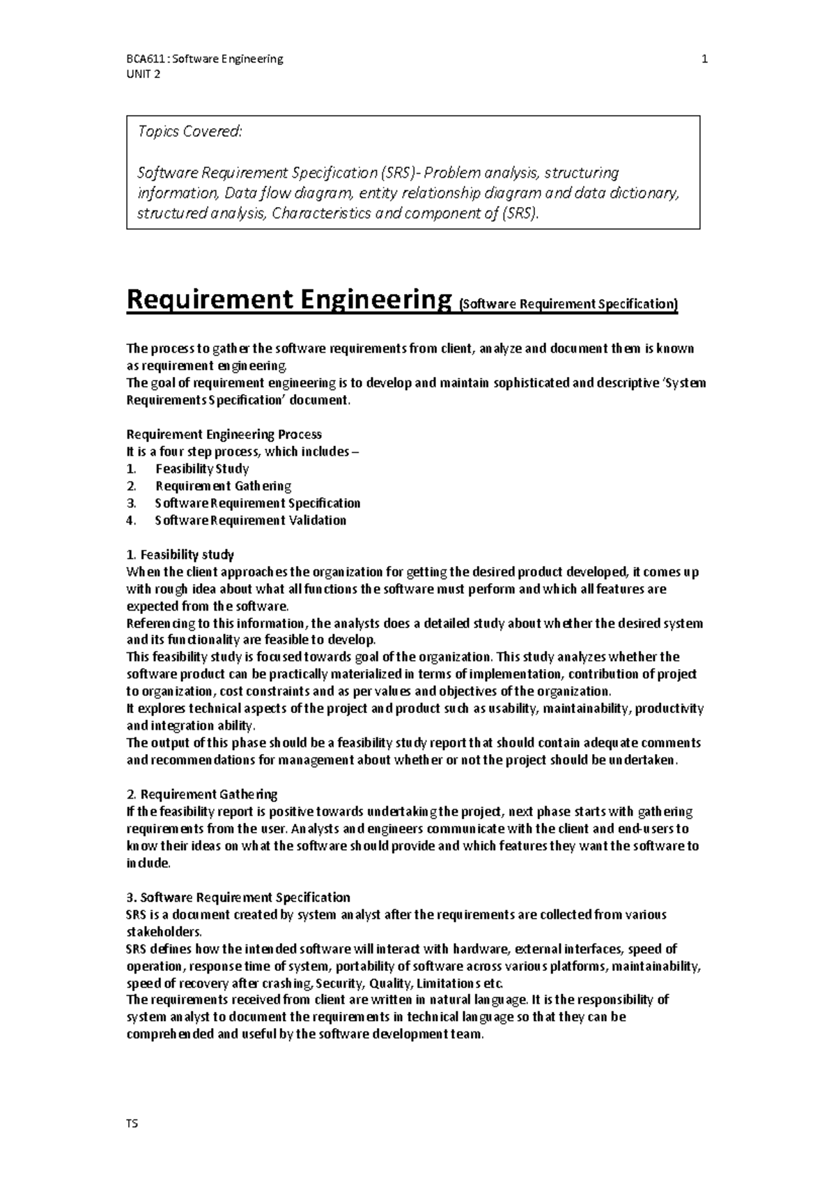 SWE-UNIT 2: Software Requirement Engineering & Structured Analysis ...