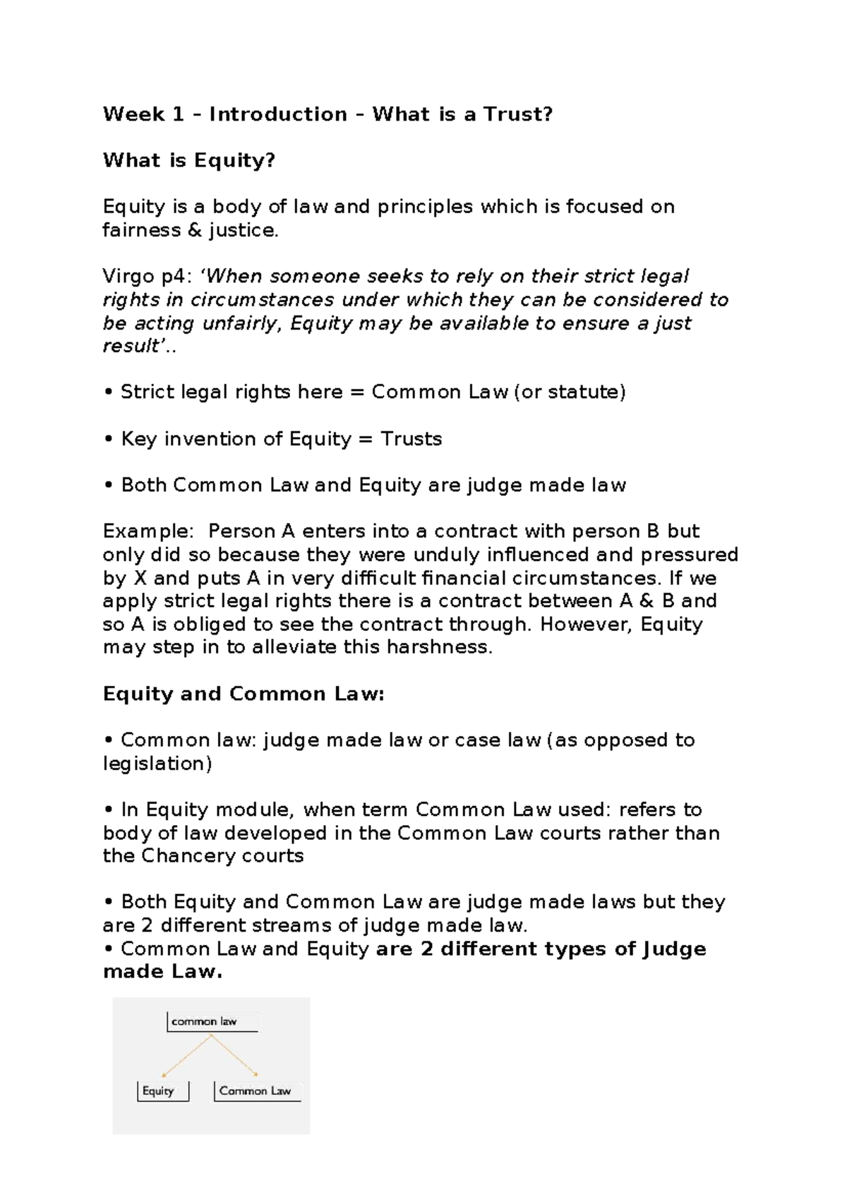 Week 1 Lecture: Understanding Trusts and Equity Principles - Studocu