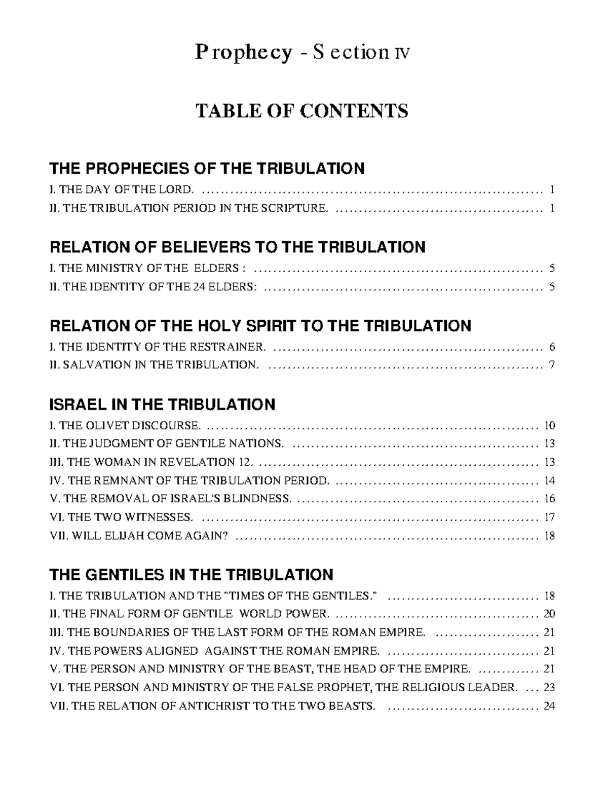 Prophecy Section IV: The Tribulation and Its Significance - Studocu