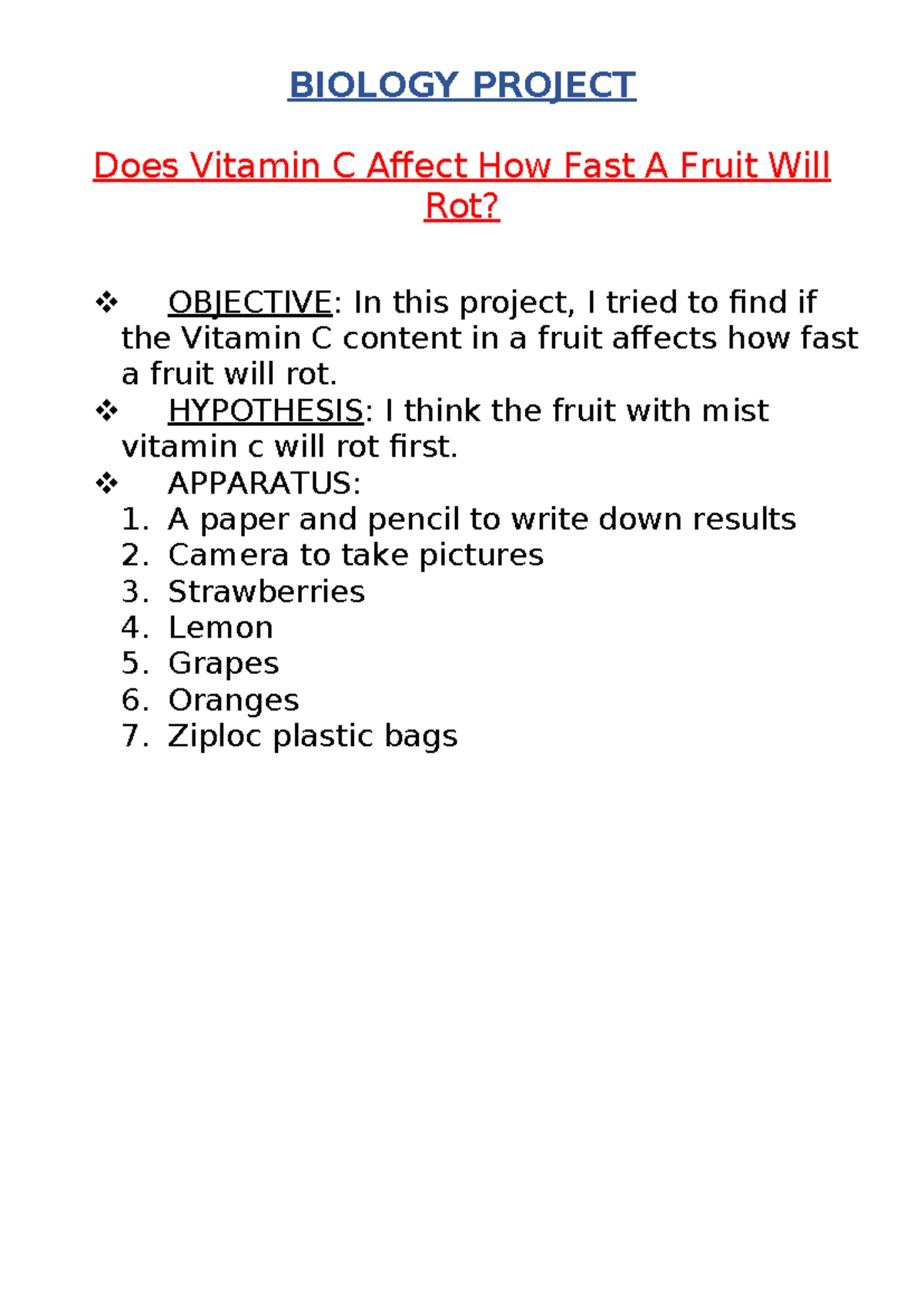 Biology investigatory project - BIOLOGY INVESTIGATORY PROJECT Name: D R ...
