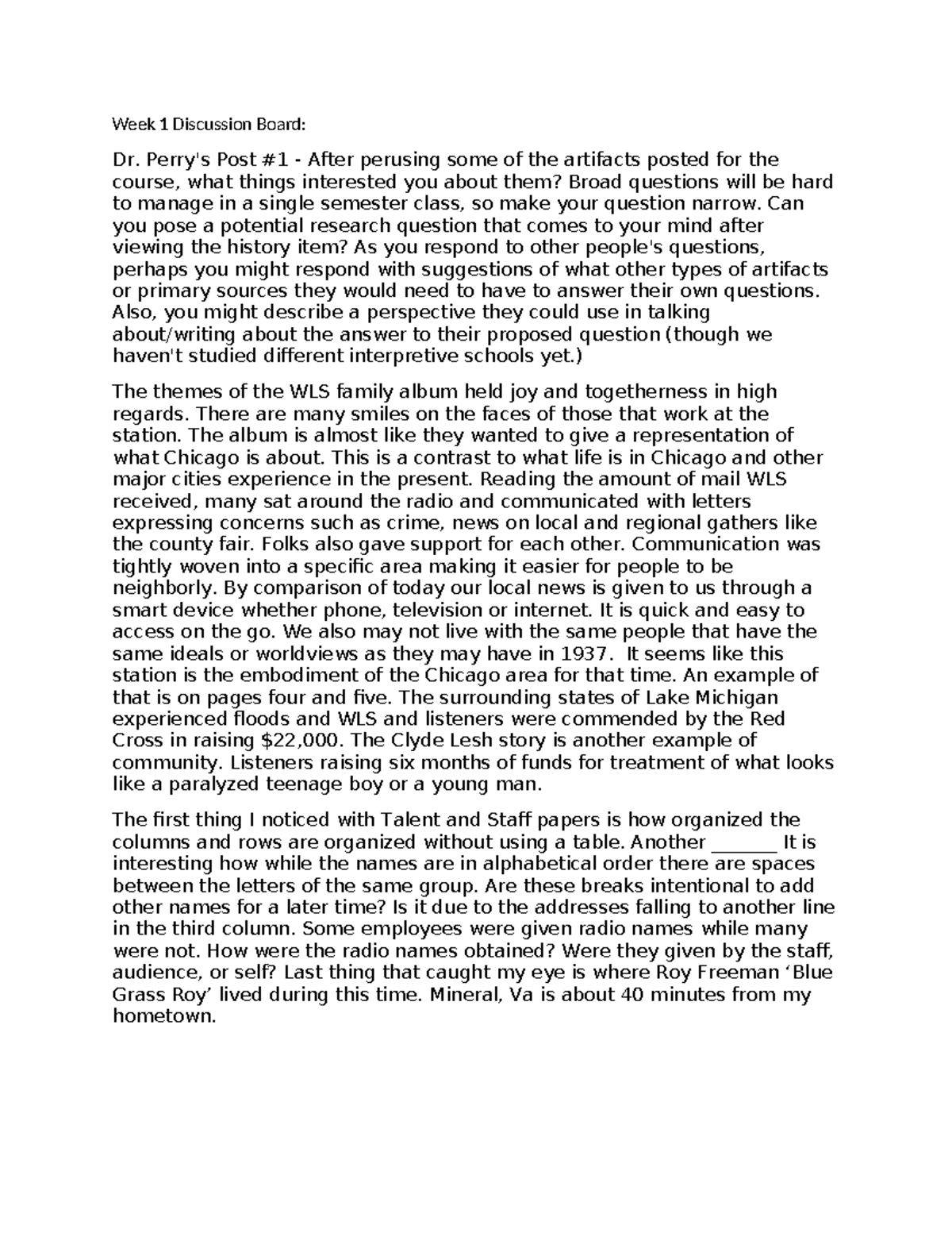 Week 1 Discussion Board Insights and Reflections - HIST 101 - Studocu