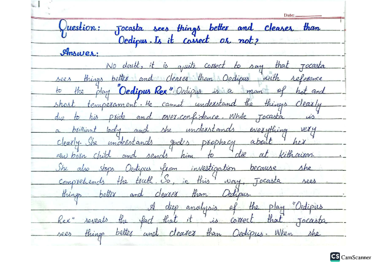 Oedipus and Jocasta A Comparative Analysis of Insight (ENG 101)