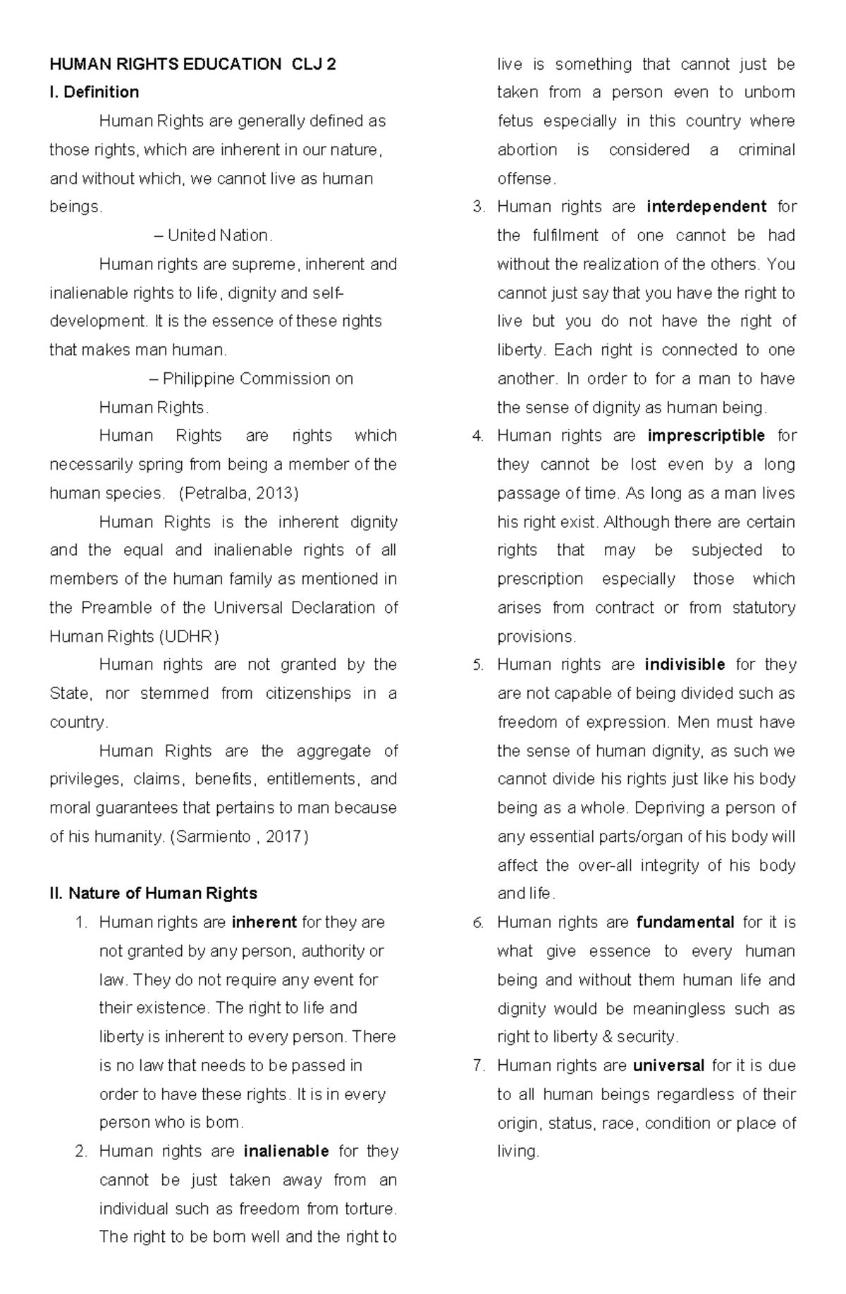 CLJ 2 Final Exam Study Notes on Human Rights Education - Studocu