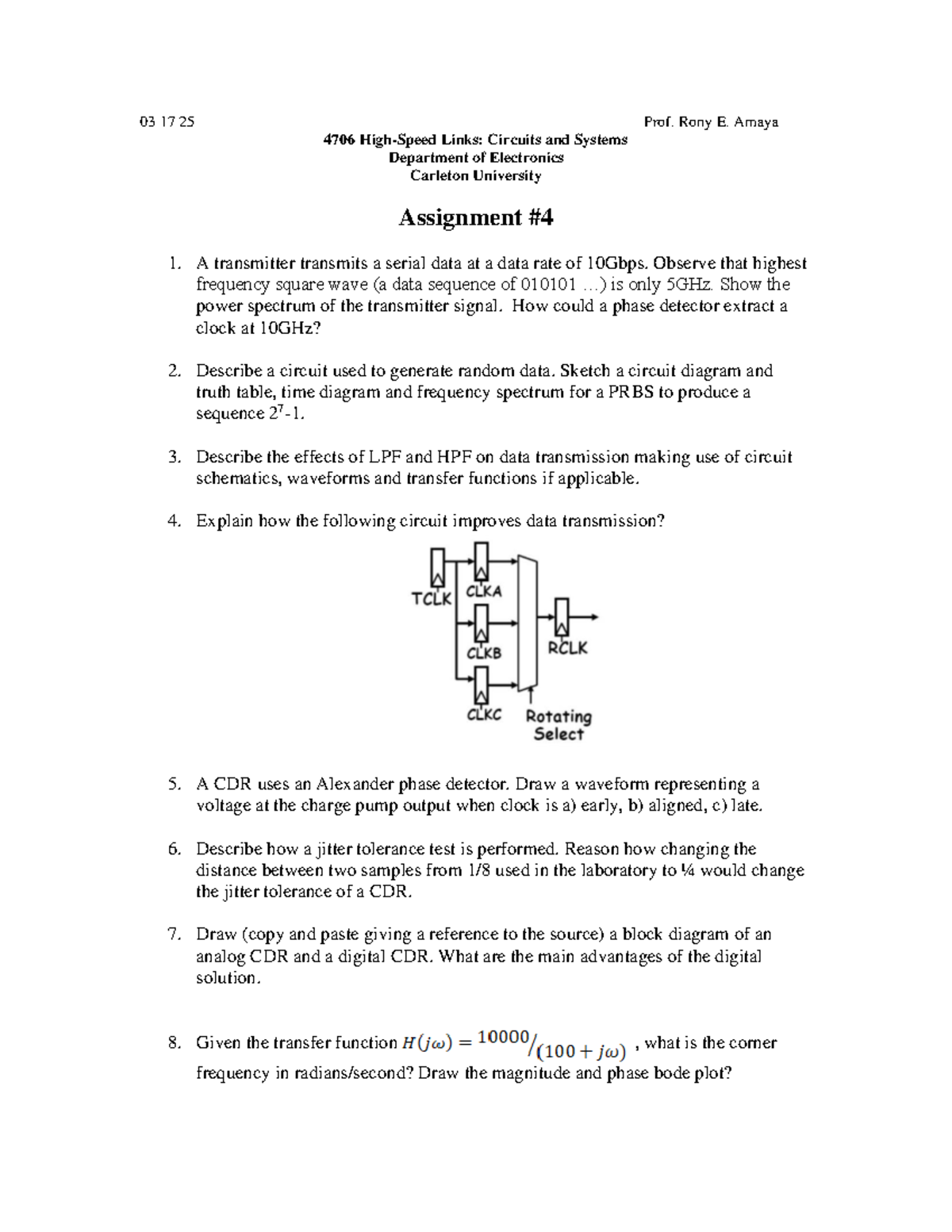 ELEC4706W2025 Assignment 4: Circuits & Systems Analysis and Design ...