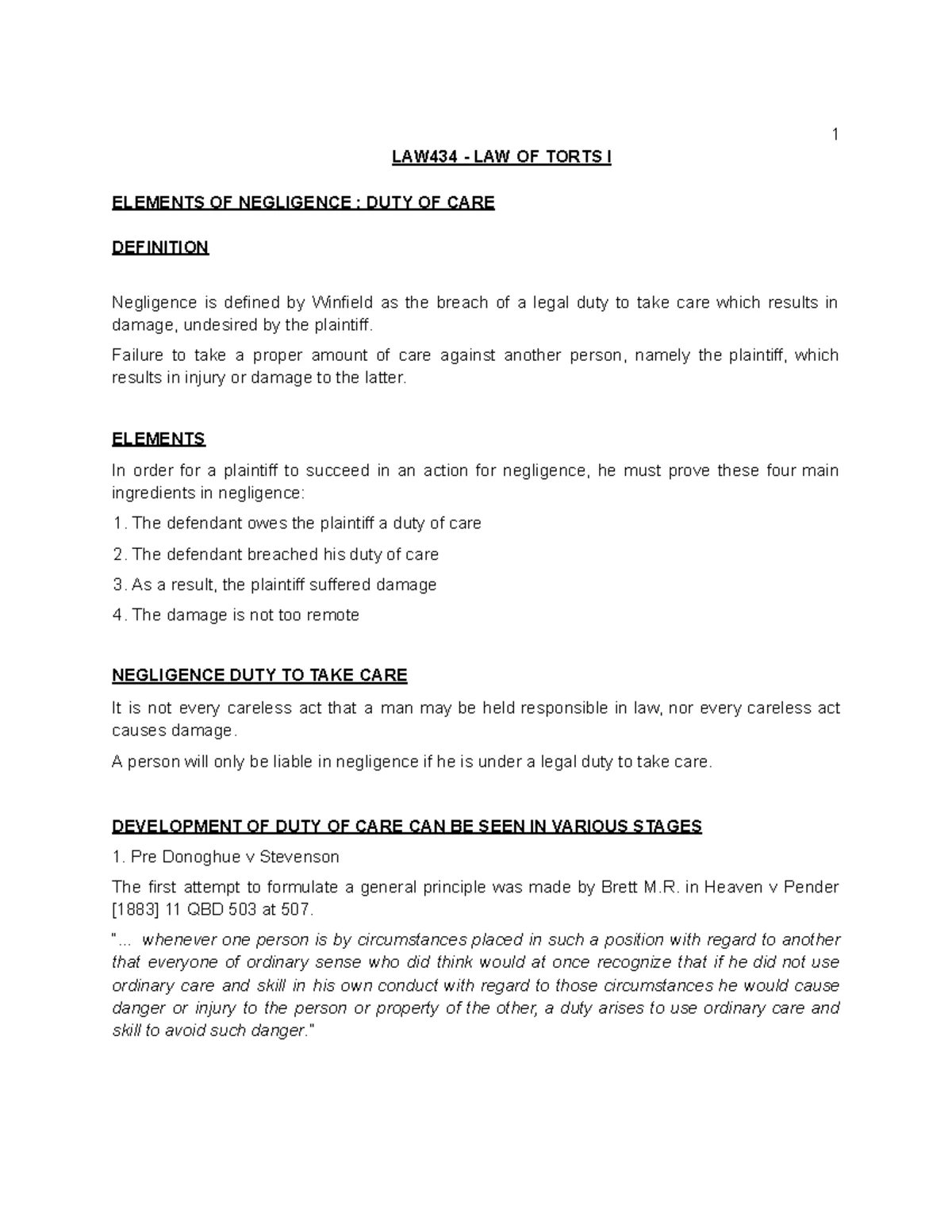Duty of Care in Medical Practice: Key Cases and Standards (DOC-20250728 ...