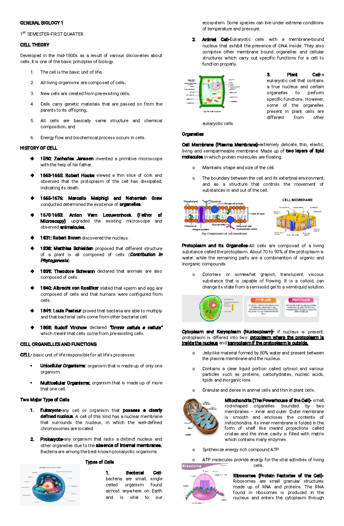 Reviewer for General Biology 1 (GB101): Cells, Evolution, and Cell ...