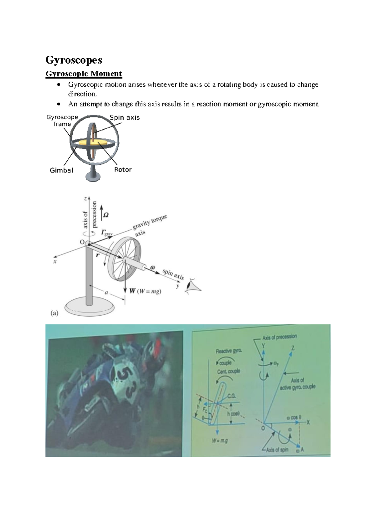 MENG 2004 Lecture Notes on Gyroscopic Motion and Forces - Studocu