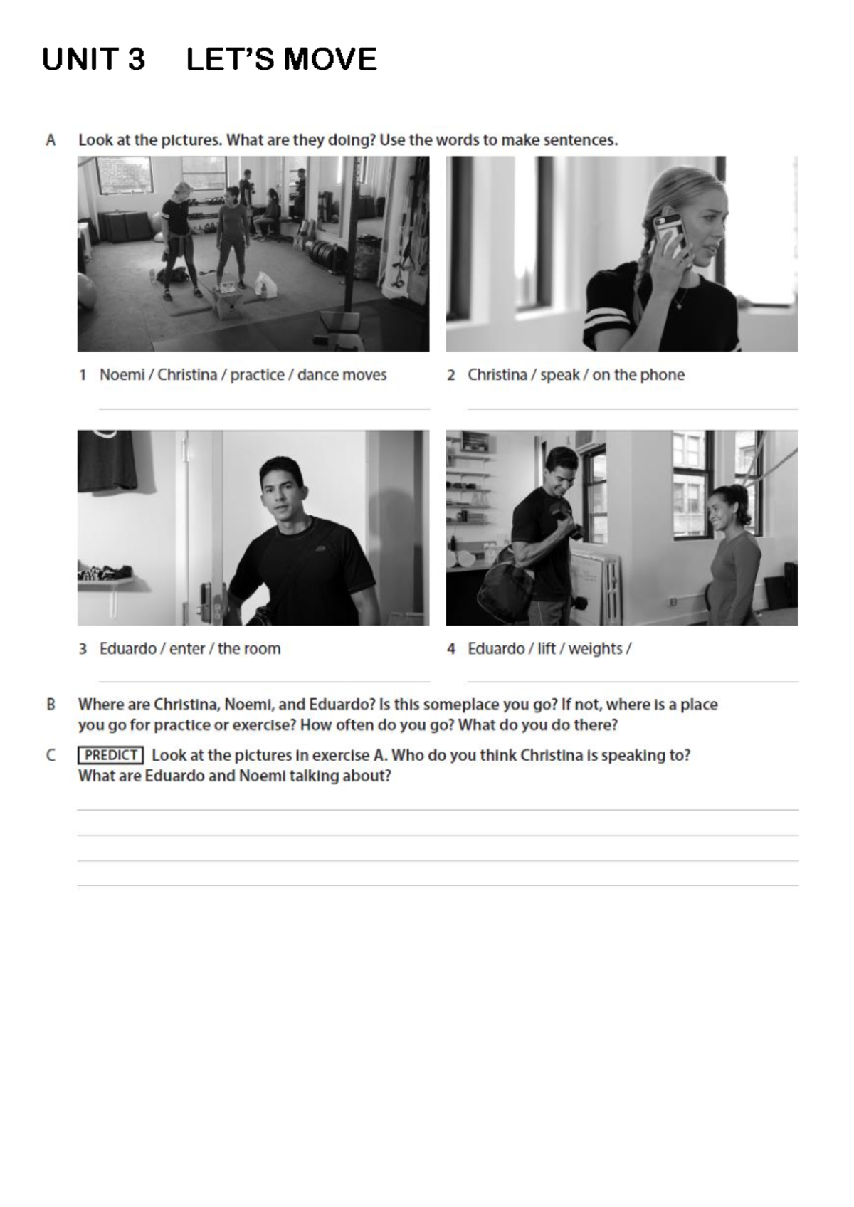 UNIT 3 WORK AND STUDY - Nivel A2.1: Exercise and Activities Overview ...