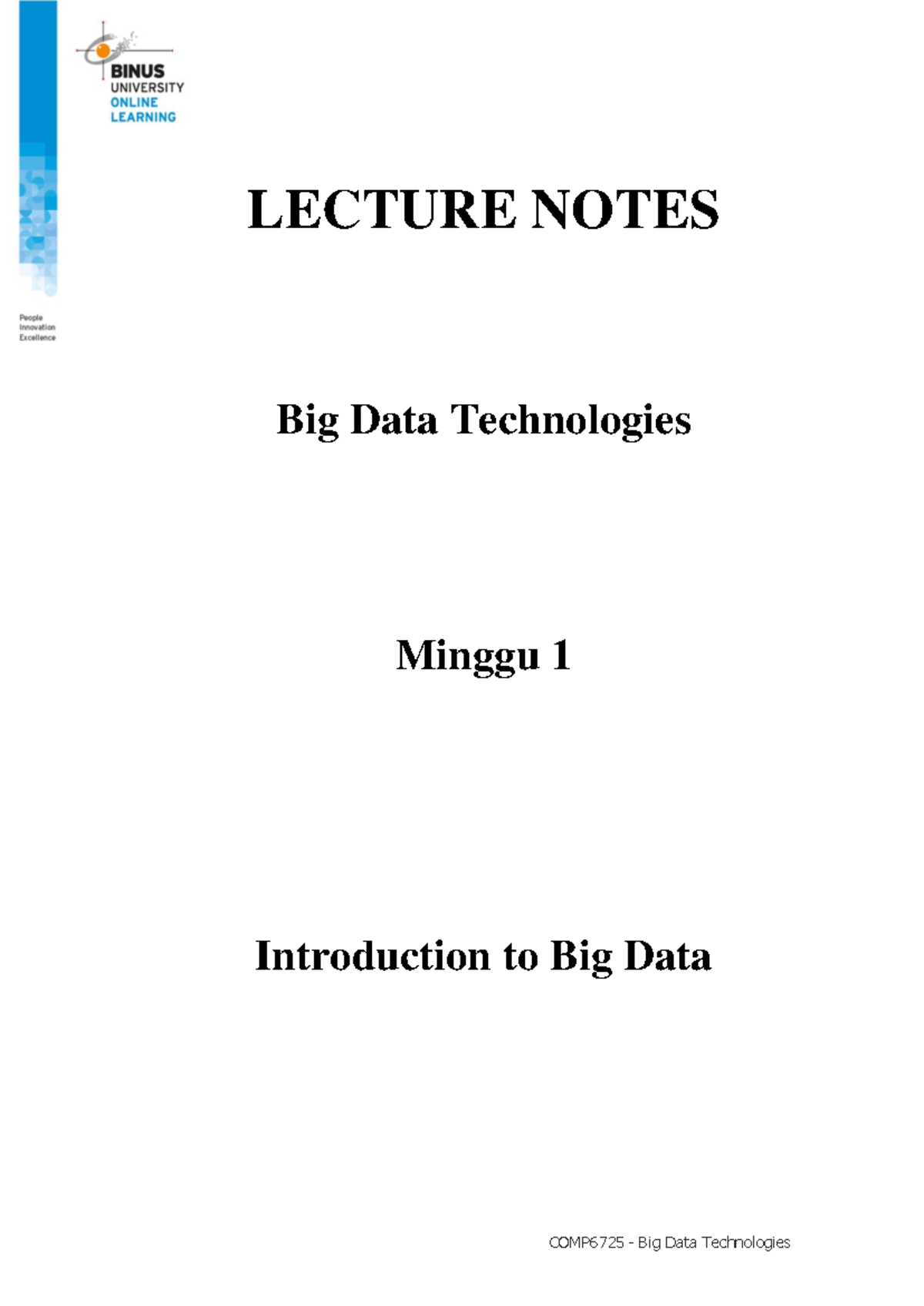 LN01-Introduction to Big Data: Lecture Notes and Key Concepts - Studocu