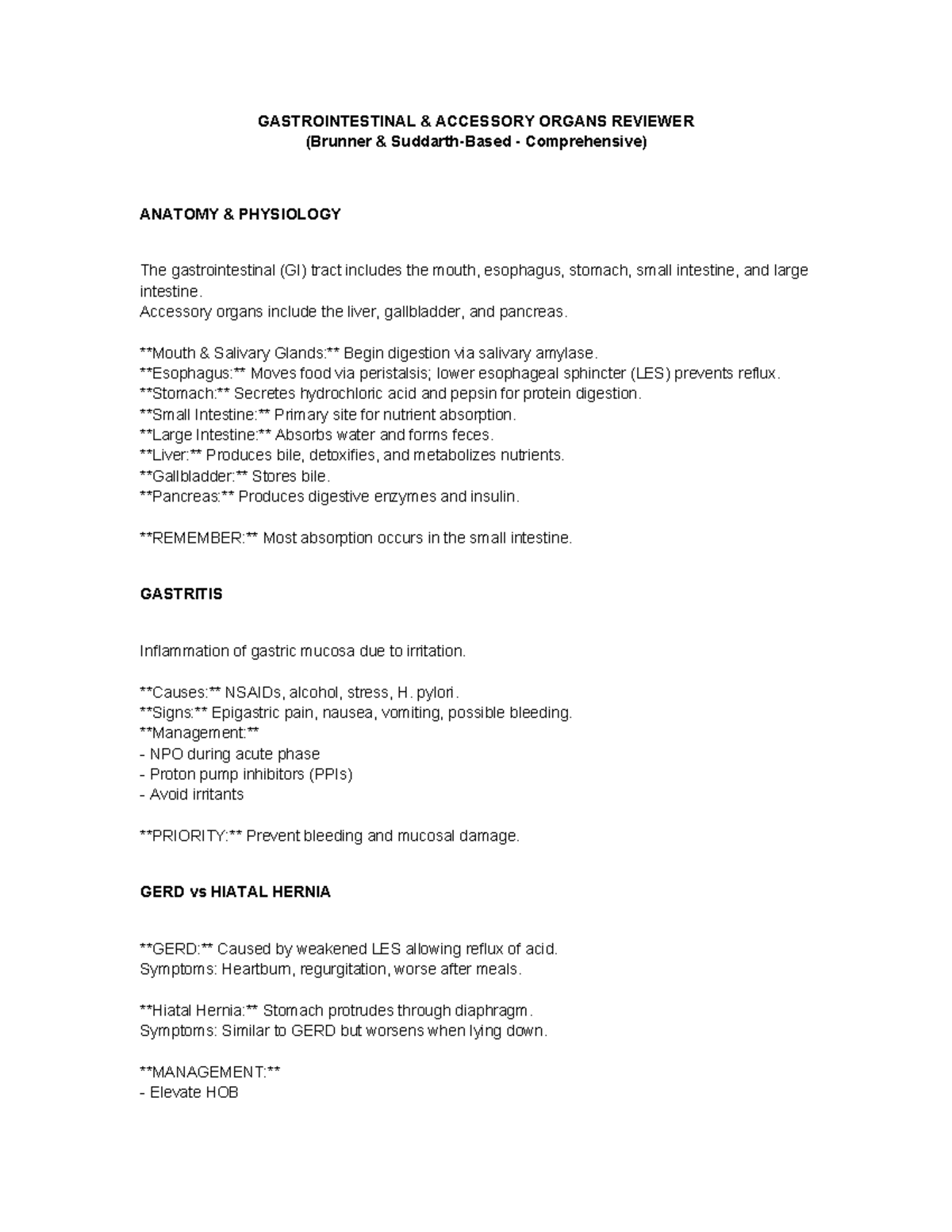 GI System Review: Accessory Organs & Disorders - MS 2 - Studocu