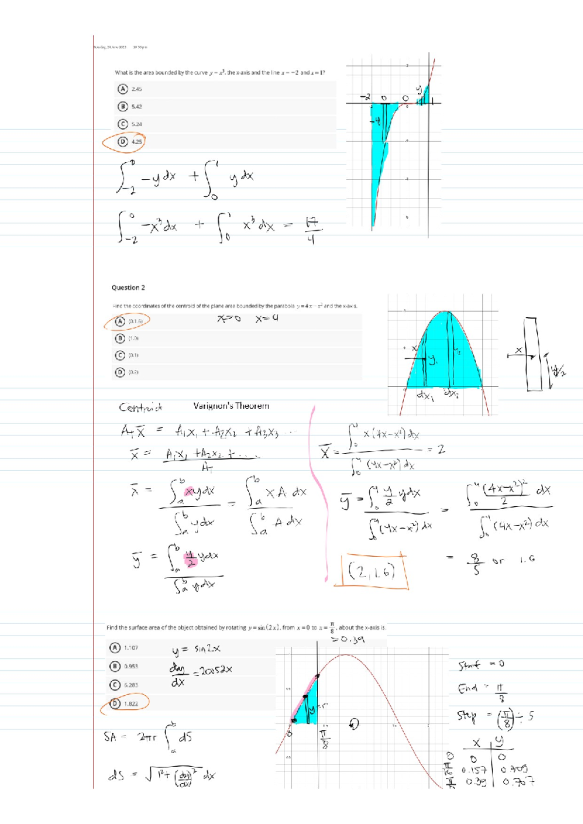 M8 - Area and Volume Calculations in Calculus - Studocu