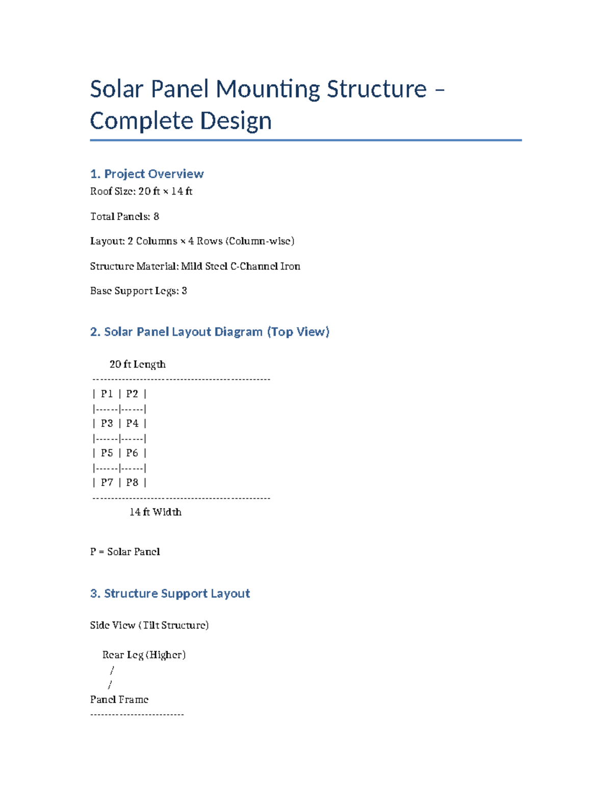 Solar Panel Mounting Structure Design (Project Overview) - Studocu