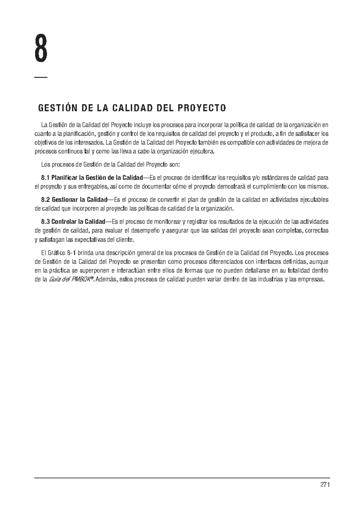 Gestión de la Calidad del Proyecto - PMBOK 8 - Studocu