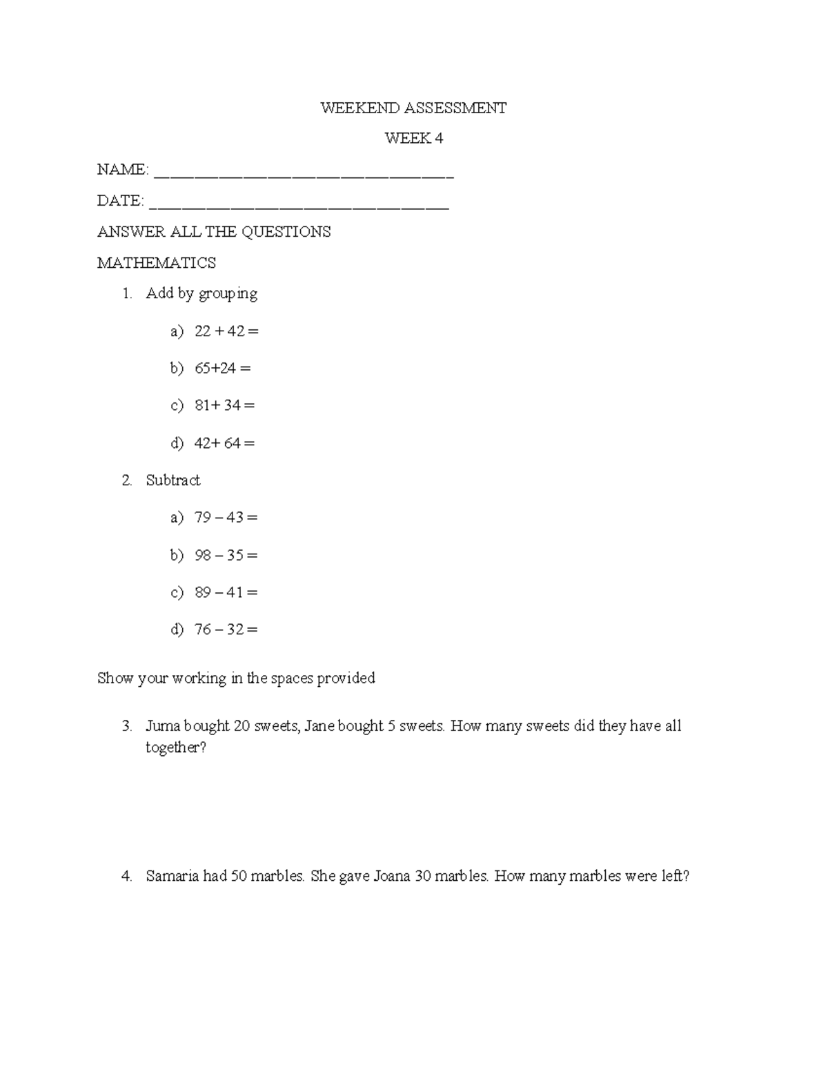 MATHEMATICS 1 WEEKEND ASSESSMENT 4 - PRACTICE QUESTIONS - Studocu