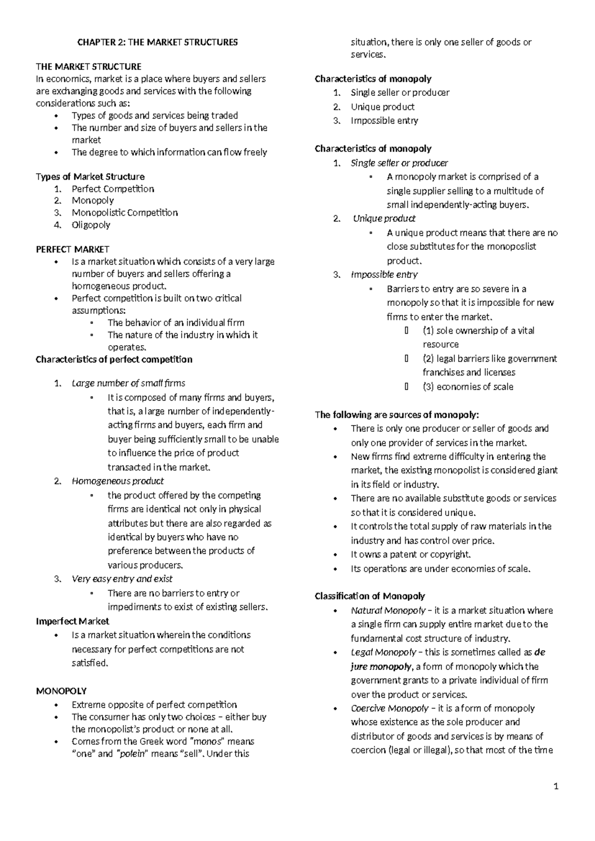 ECON 101: Chapter 2 - Understanding Market Structures in Economics ...