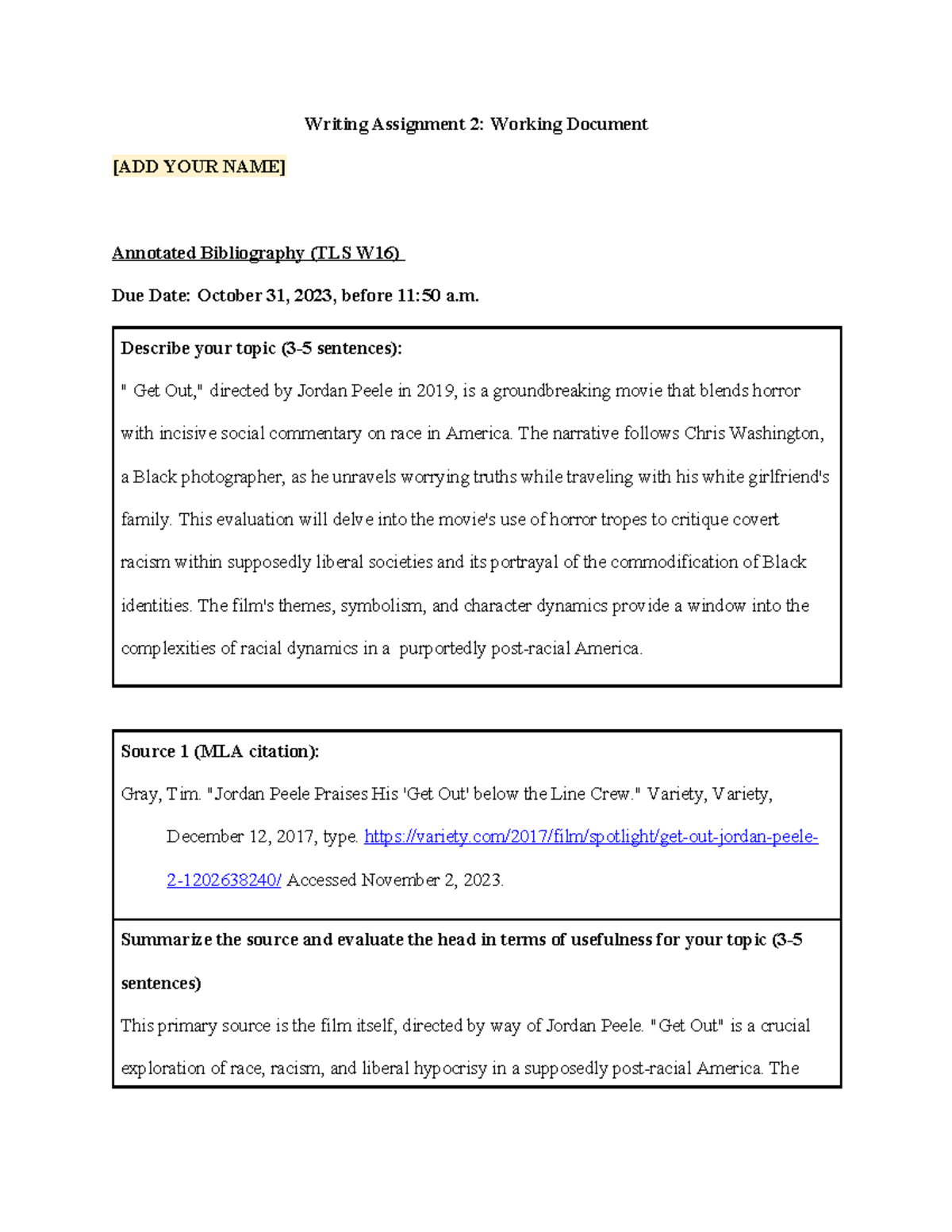 Annotated Bibliography for Writing Assignment 2 (TLS W16) - Studocu