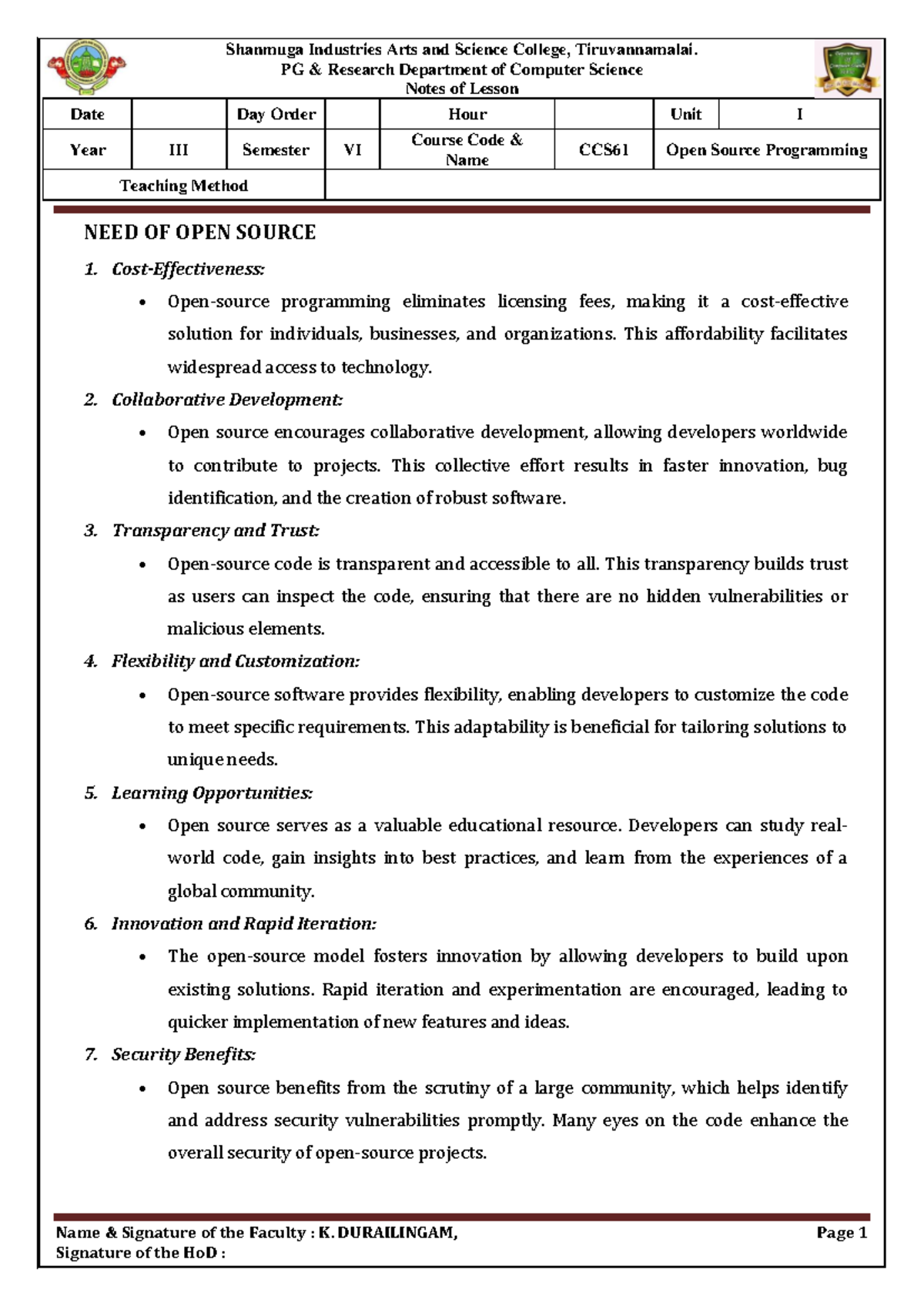 CCS 61 Open Source Programming: Comprehensive Lesson Notes - Studocu