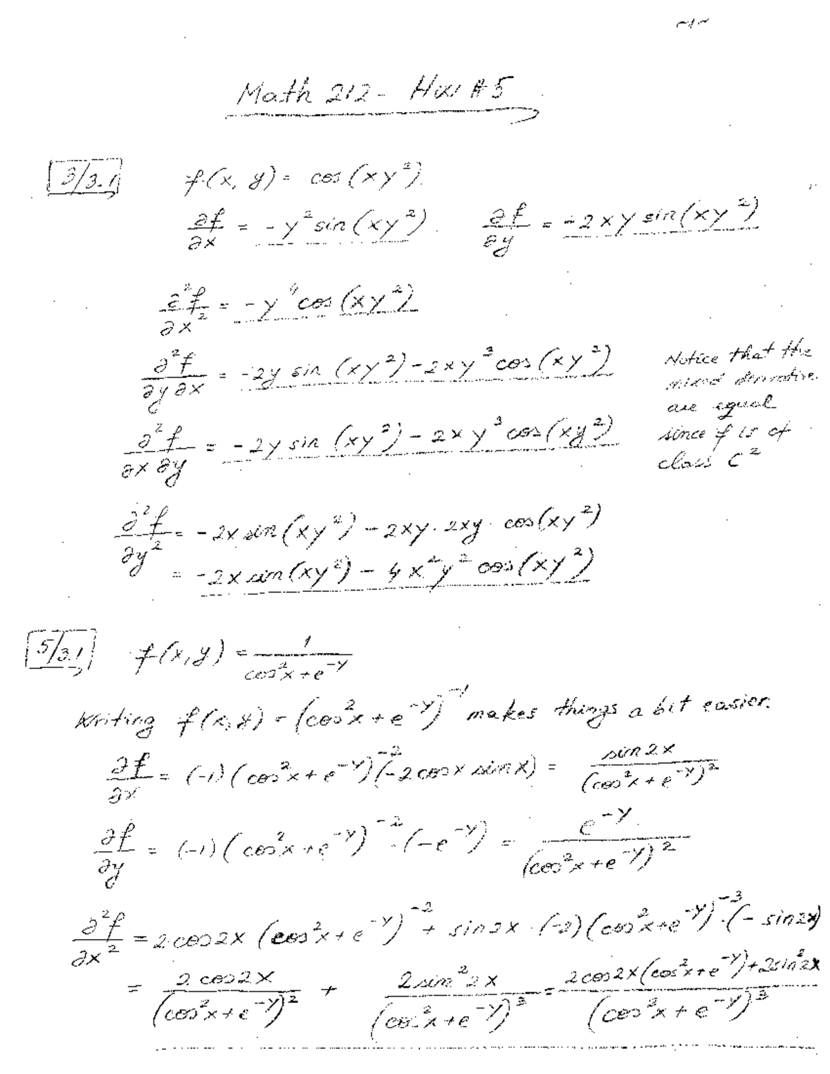 Math 212: Homework #5 - Calculus Exercises and Solutions - Studocu