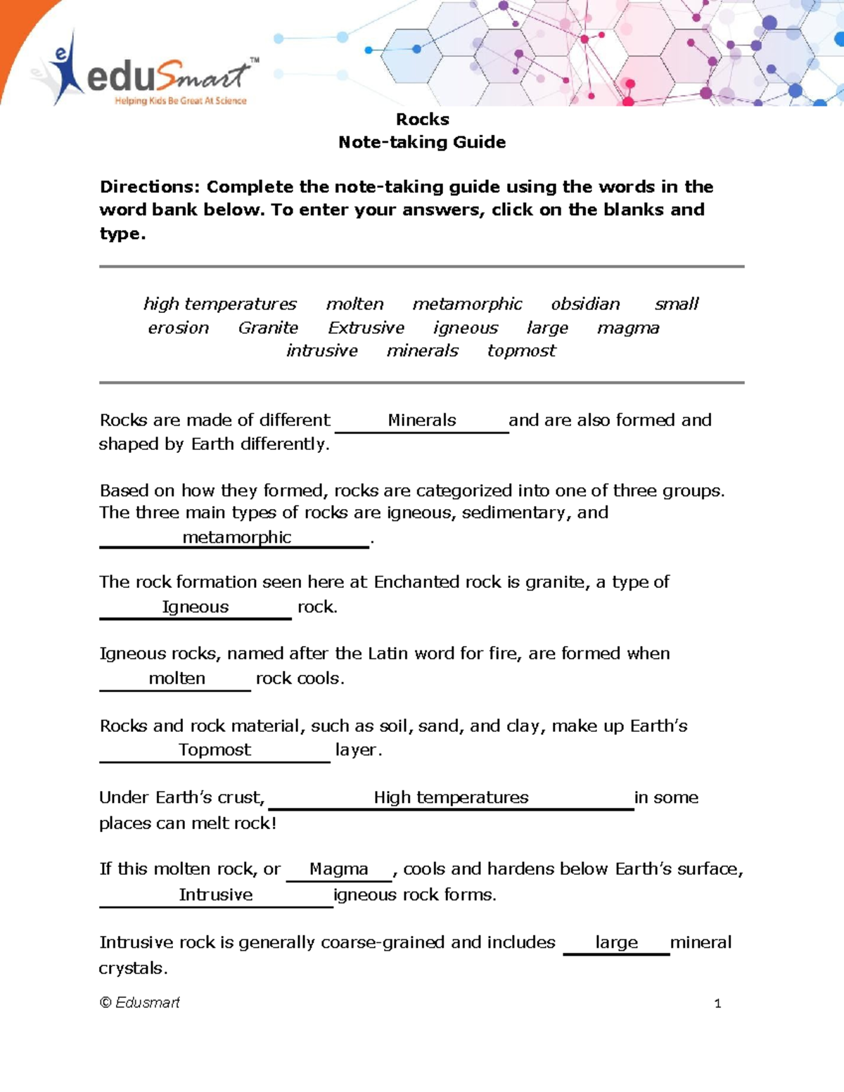 Rocks Study Guide: Understanding Igneous, Sedimentary, and Metamorphic ...