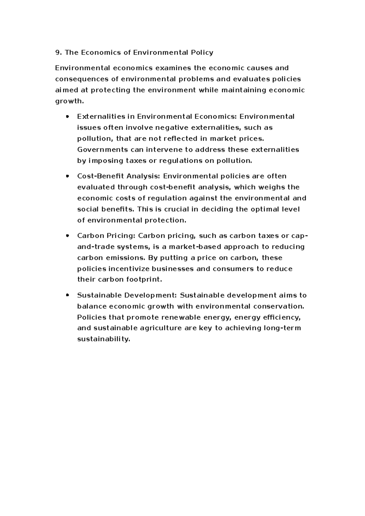 Econ2021 knowledge point 2 - 9. The Economics of Environmental Policy ...