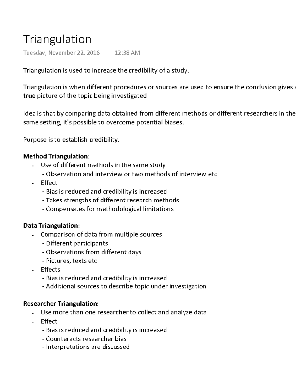 Pap6 - Writing notes - Triangulation is used to increase the ...