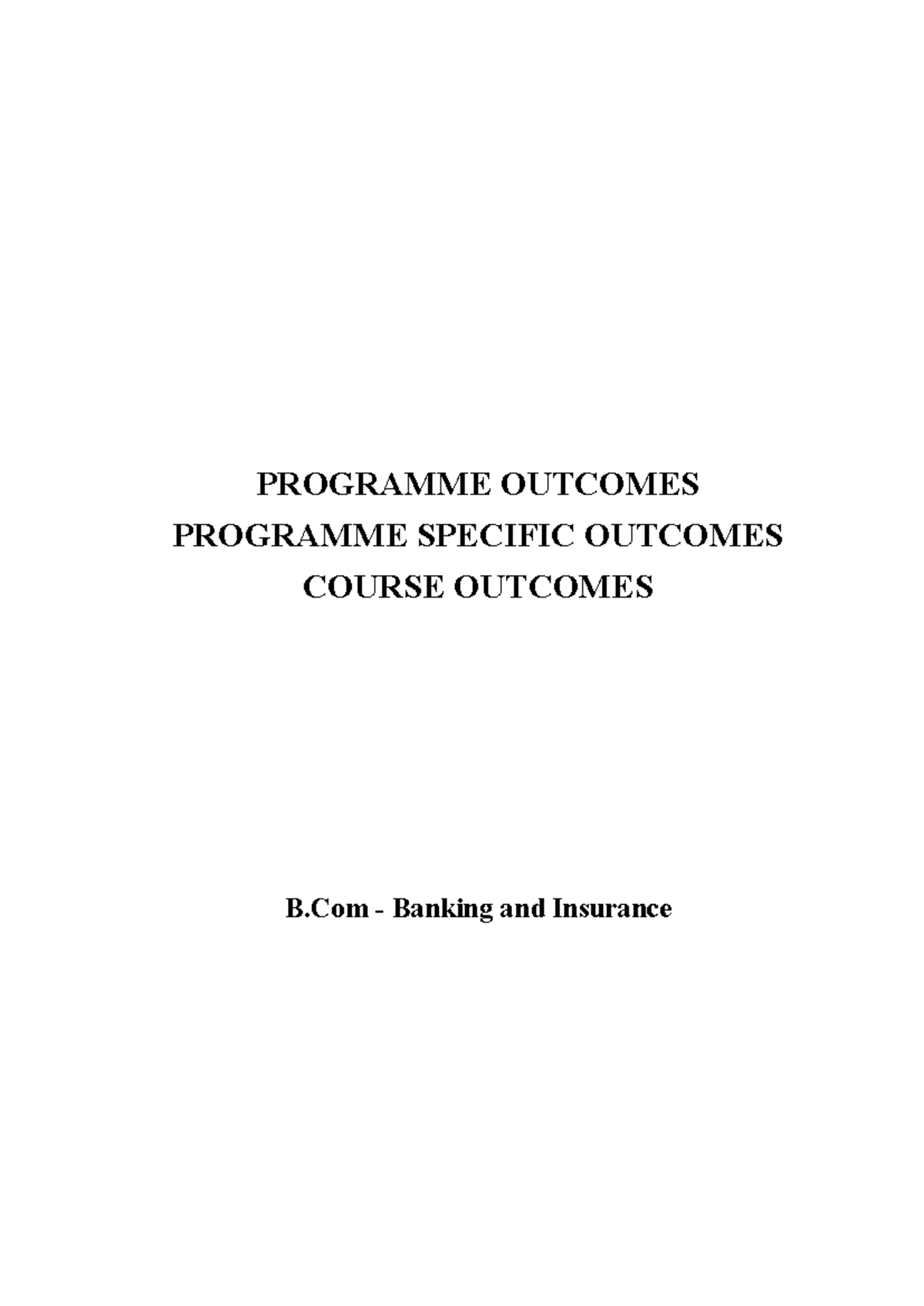 B.Com Banking and Insurance: Programme and Course Outcomes Overview ...