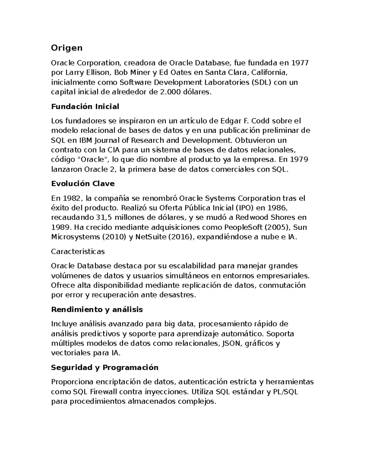 Oracle Database: Historia, Características y Seguridad del Sistema ...