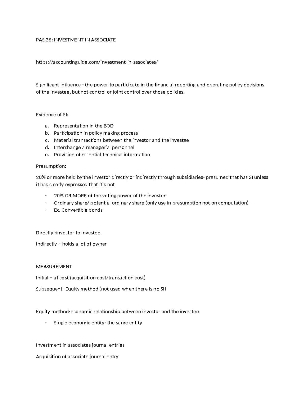 PAS 28: Investment in Associates - Accounting and Journal Entries Guide ...