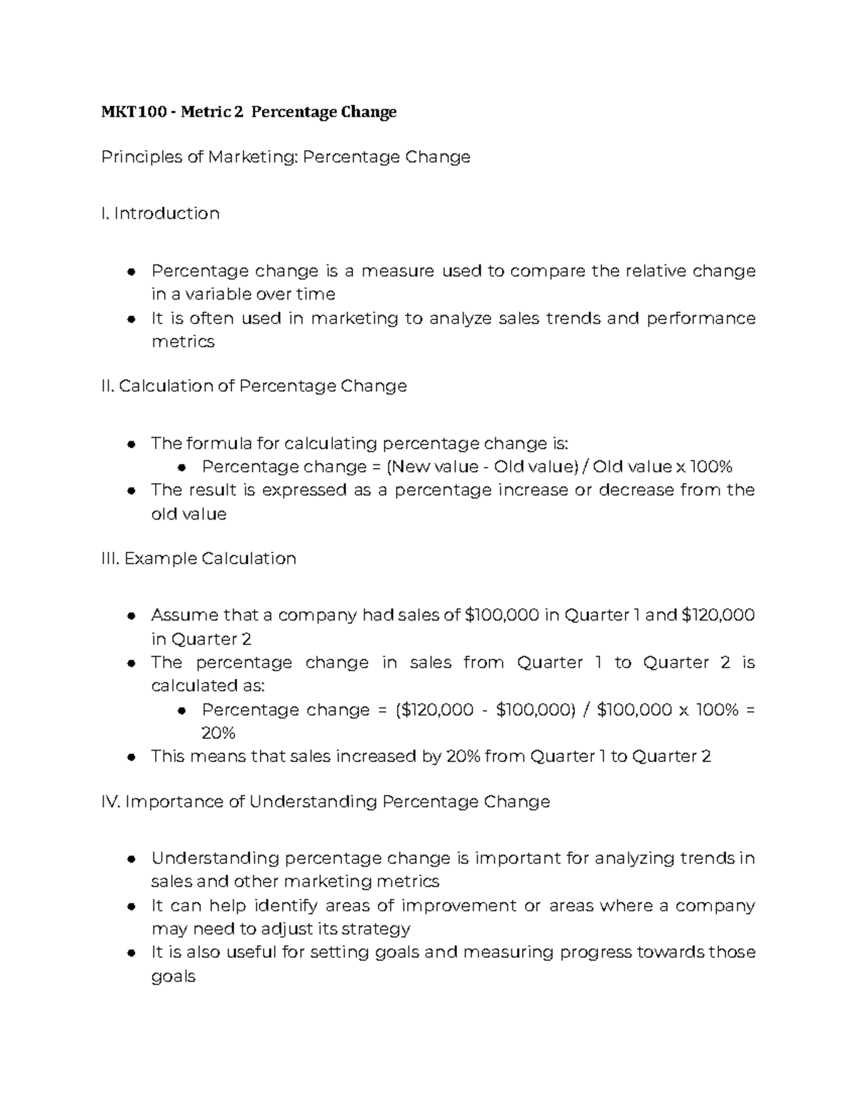 MKT100 - Understanding and Calculating Percentage Change in Marketing ...