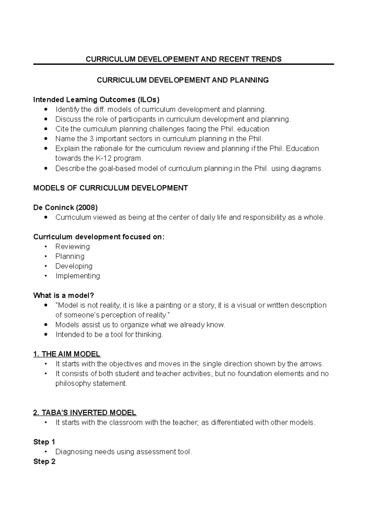 Curriculum Development & Planning: Trends and Challenges in PH ...